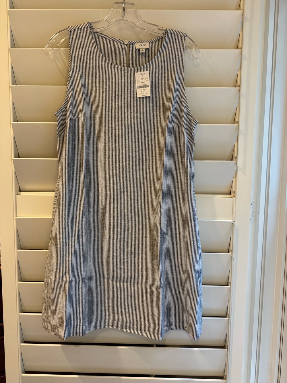 J. Crew Sleeveless Blue Stripe Shift Dress